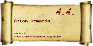 Anton Armanda névjegykártya